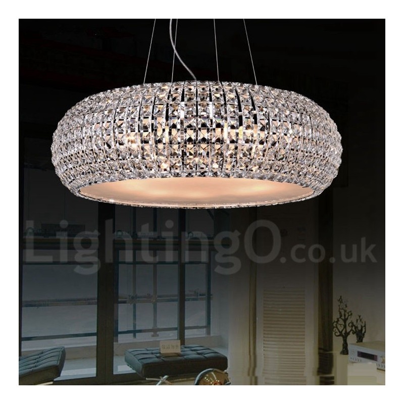 Moderno K9 Cristal Teto Pendente Luz Interior Lustre Tambor Iluminação Lâmpadas Luminárias