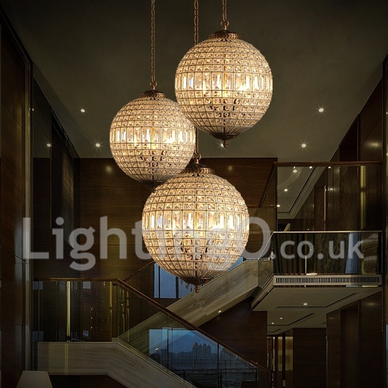 Globe Modern K9 Cristal Teto Pendente Luz Interior Lustre Tambor Iluminação Lâmpadas Luminárias