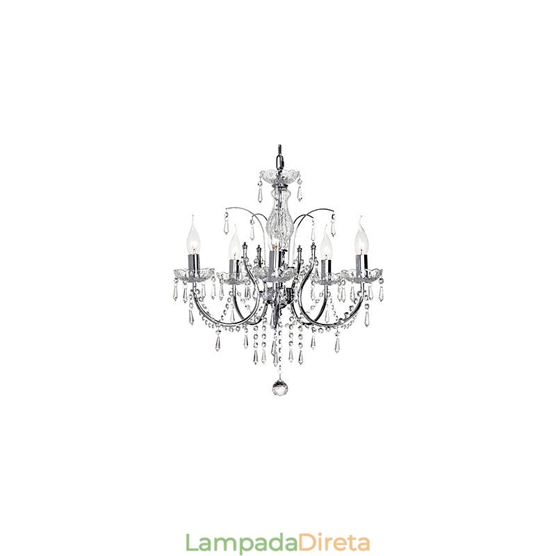 Lustre de Cristal Elegante com 5 Luzes