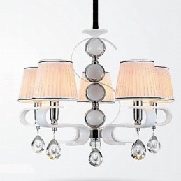 Lustre de tecido 5 luzes lâmpada de alta qualidade anel de prata jade branco