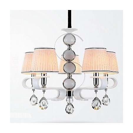 Lustre de tecido 5 luzes lâmpada de alta qualidade anel de prata jade branco Lustre de tecido 5 luzes lâmpada de alta qualidade anel de prata jade branco