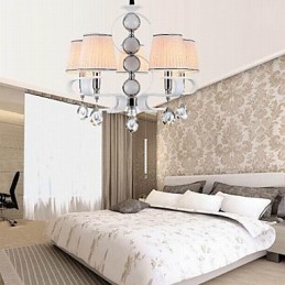 Lustre de tecido 5 luzes lâmpada de alta qualidade anel de prata jade branco