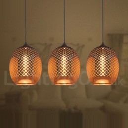 Luminária pendente rústica de vidro, luminária pendente de café europeu