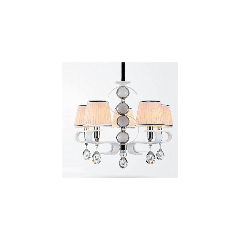 Lustre de tecido 5 luzes lâmpada de alta qualidade anel de prata jade branco