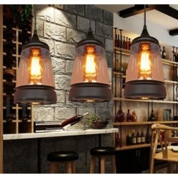 Luminária pendente de vidro estilo lounge retrô europeu
