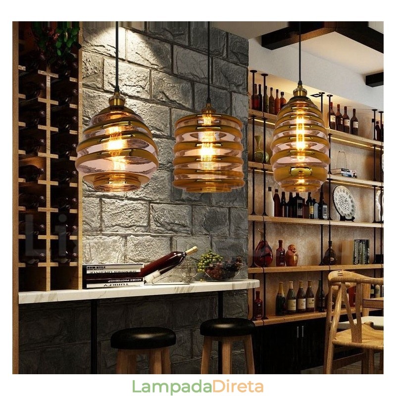Luminária pendente de vidro europeia Cafe Lounge Luminária pendente