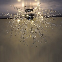 Lustre moderno de cristal globo cromado em metal