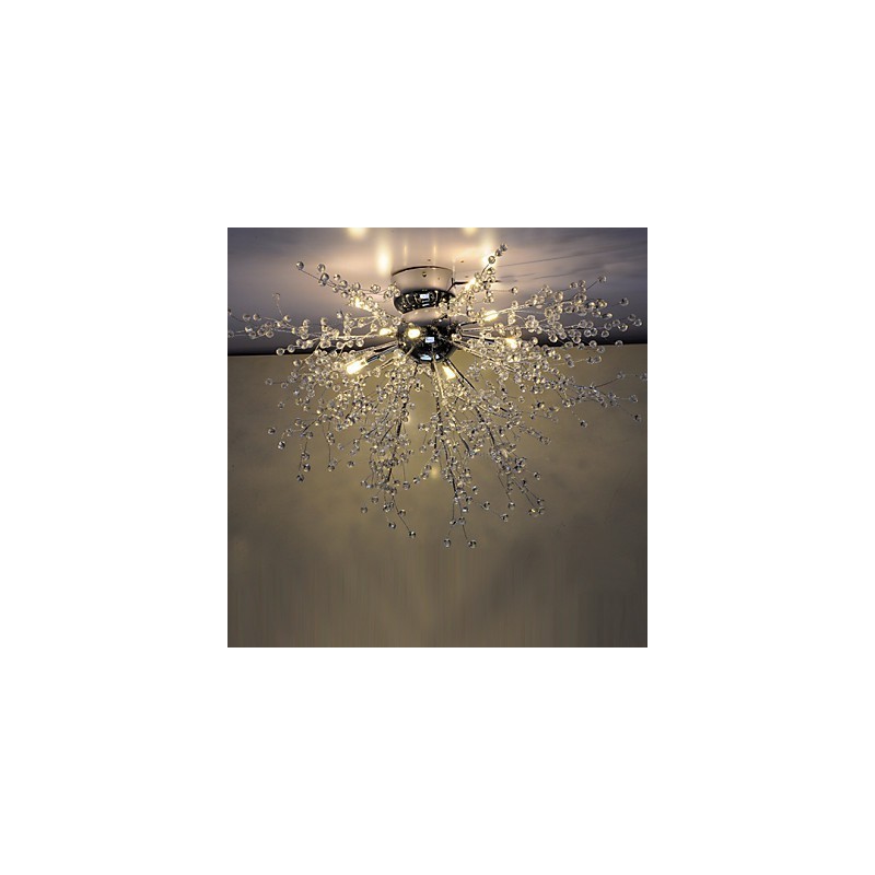 Lustre moderno de cristal globo cromado em metal