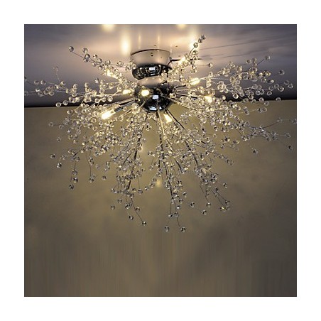 Lustre moderno de cristal globo cromado em metal Lustre moderno de cristal globo cromado em metal
