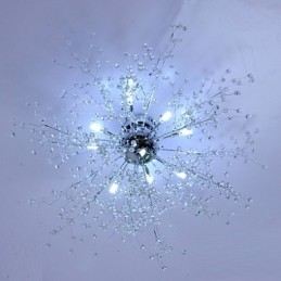 Lustre moderno de cristal globo cromado em metal