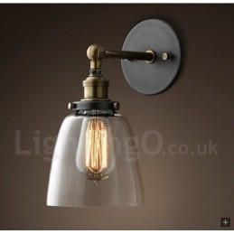 1 luz rústica Lodge quarto luz de parede com cúpula de vidro