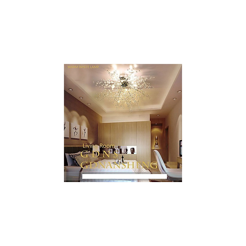 Lustre moderno de cristal globo cromado em metal