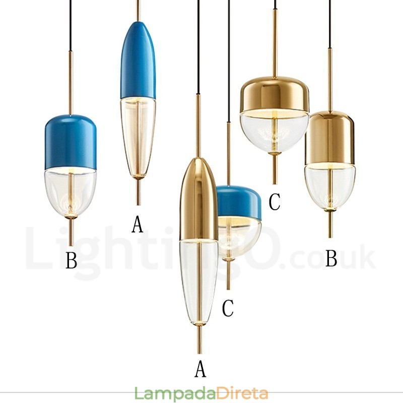 1 Luz Moderna Contemporânea Pendente De Vidro