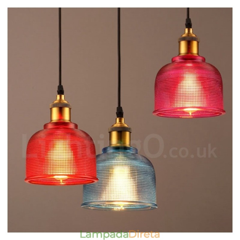 1 Luz Moderna Contemporânea Café Multi Cores Vidro Pendente Luz