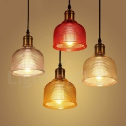 1 Luz Moderna Contemporânea Café Multi Cores Vidro Pendente Luz
