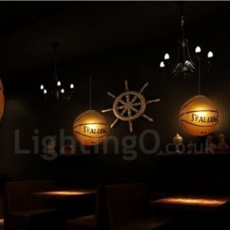 1 luz vintage moderna contemporânea basquete vidro sombra pingente luz