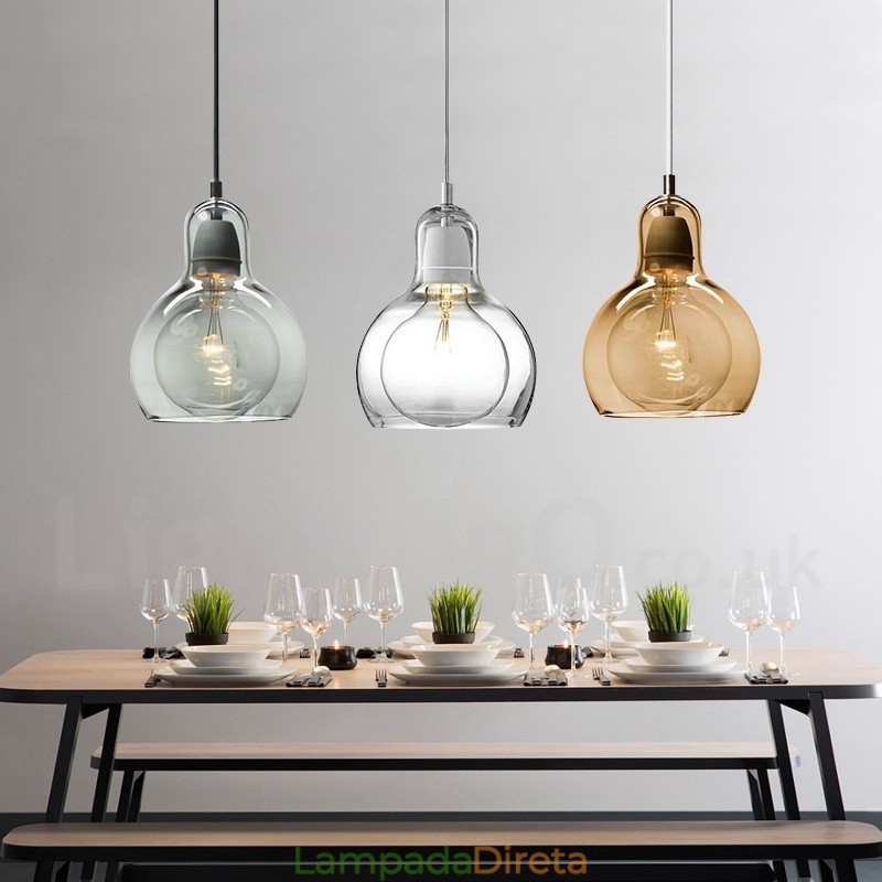 1 luz estilo nórdico moderno contemporâneo vidro pingente luz