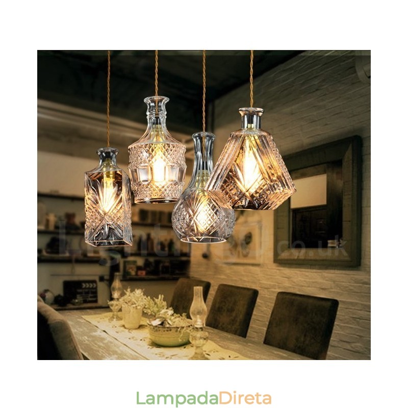 1 luz rústica lodge vidro café pingente luz
