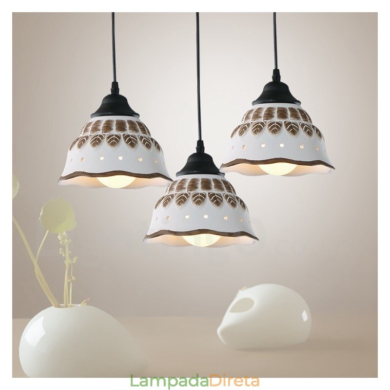 1 luz moderna contemporânea pendente com cúpula de cerâmica