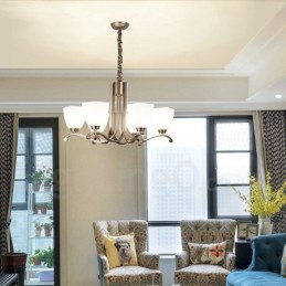 Lustre moderno contemporâneo de 6 luzes com cúpula de vidro