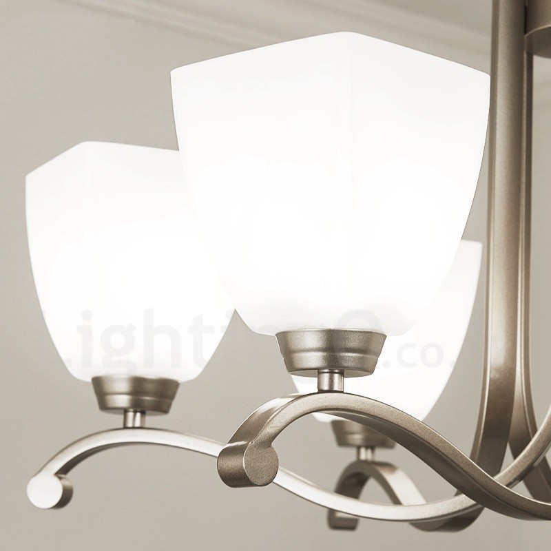 Lustre moderno contemporâneo de 6 luzes com cúpula de vidro