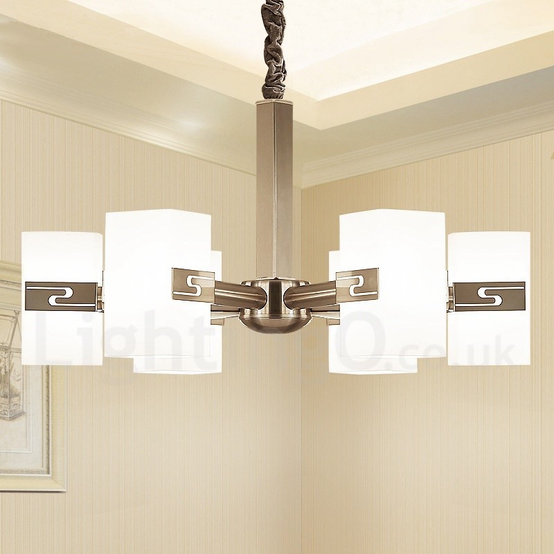 Lustre moderno contemporâneo de 6 luzes com cúpula de vidro