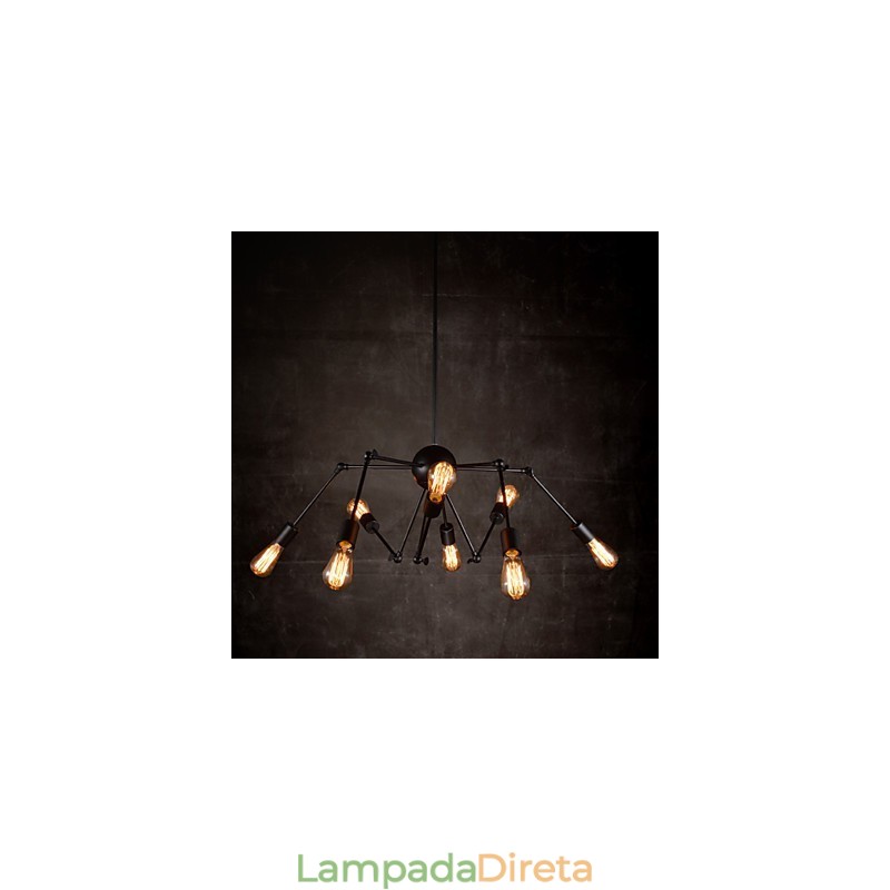 Lustre criativo de níquel escovado com 8 luzes