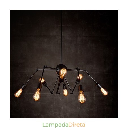 Lustre criativo de níquel escovado com 8 luzes Lustre criativo de níquel escovado com 8 luzes