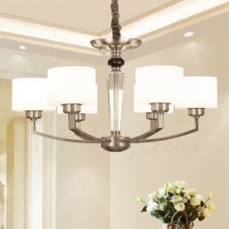 Lustre moderno contemporâneo de 6 luzes com cúpula de vidro