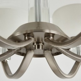 Lustre de cristal moderno contemporâneo de 6 luzes com cúpula de tecido