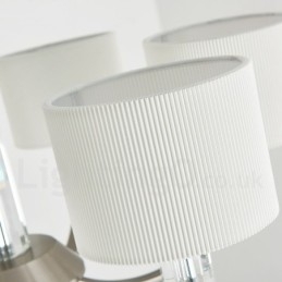Lustre de cristal moderno contemporâneo de 6 luzes com cúpula de tecido