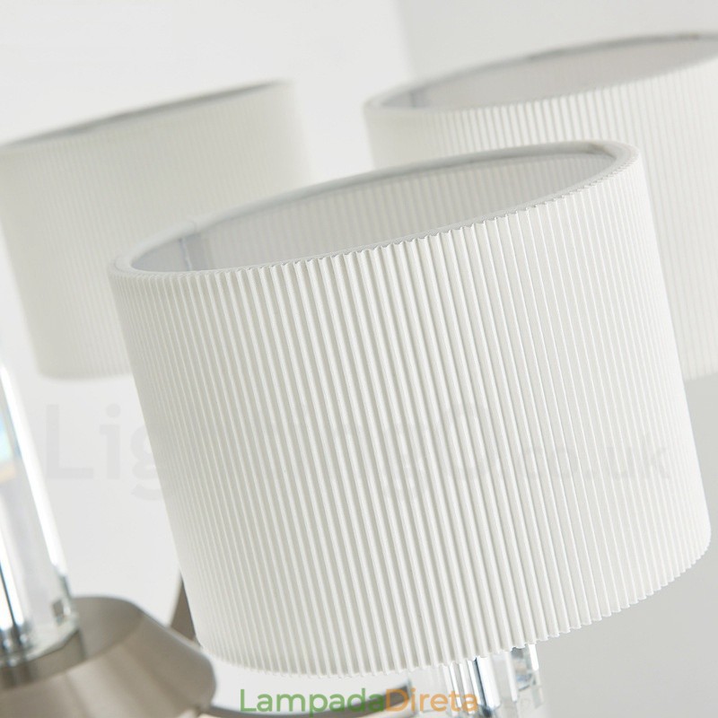 Lustre de cristal moderno contemporâneo de 6 luzes com cúpula de tecido