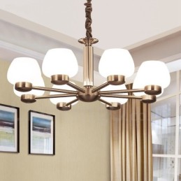 Lustre moderno contemporâneo de 8 luzes com cúpula de vidro