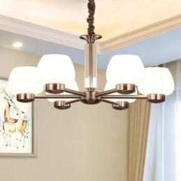 Lustre moderno contemporâneo de 6 luzes com cúpula de vidro