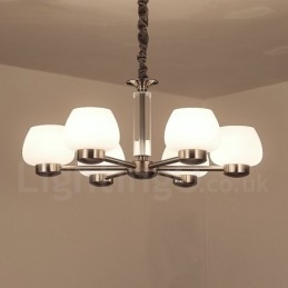 Lustre moderno contemporâneo de 6 luzes com cúpula de vidro