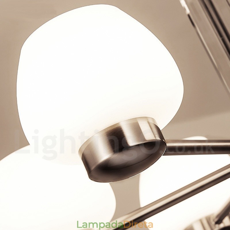 Lustre moderno contemporâneo de 6 luzes com cúpula de vidro