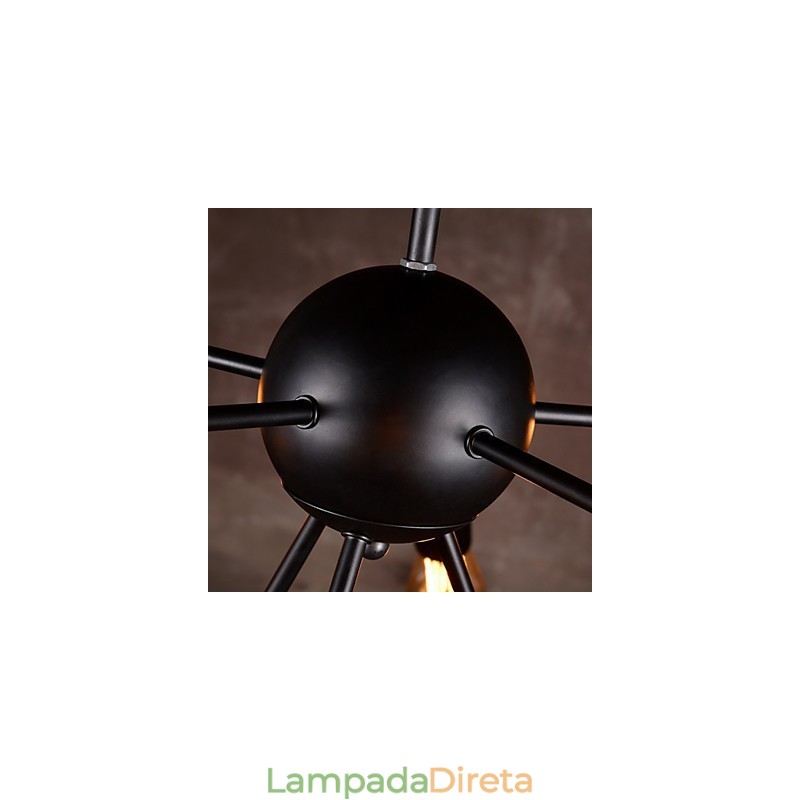 Lustre criativo de níquel escovado com 8 luzes