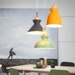 1 luz moderna contemporânea pendente de aço com sombra de liga de alumínio