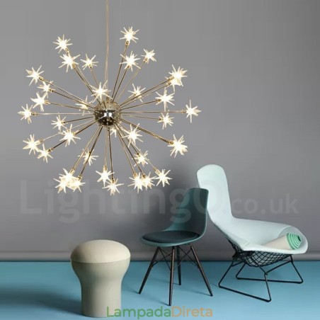 Luminária pendente moderna contemporânea de aço com 32 luzes e cúpula de vidro Luminária pendente moderna contemporânea de aço com 32 luzes e cúpula de vidro