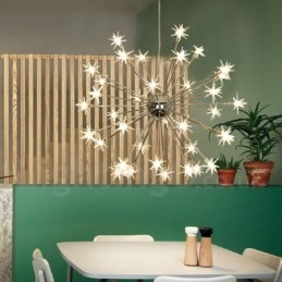 Luminária pendente moderna contemporânea de aço com 32 luzes e cúpula de vidro