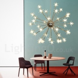 Luminária pendente moderna contemporânea de aço com 32 luzes e cúpula de vidro