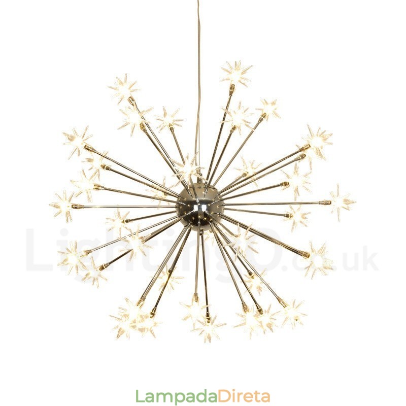 Luminária pendente moderna contemporânea de aço com 32 luzes e cúpula de vidro