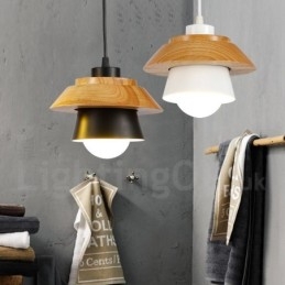 1 luz moderna contemporânea de madeira pendente com sombra de liga de alumínio