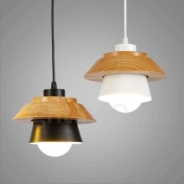 1 luz moderna contemporânea de madeira pendente com sombra de liga de alumínio