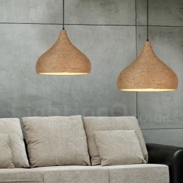 1 luz retrô rústica de corda de cânhamo pendente com abajur de corda de cânhamo