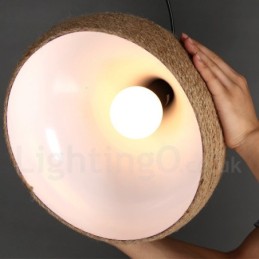 1 luz retrô rústica de corda de cânhamo pendente com abajur de corda de cânhamo