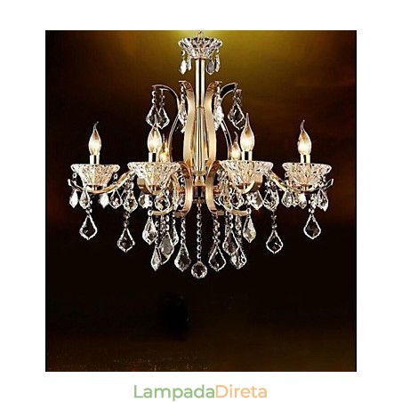 Lustre de cristal de ferro forjado de ouro de alta qualidade 8 luzes Lustre de cristal de ferro forjado de ouro de alta qualidade 8 luzes
