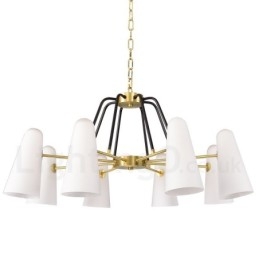 8 Luz Retro Rústico Luxo Latão Pendente Lâmpada Lustre com Sombra de Vidro