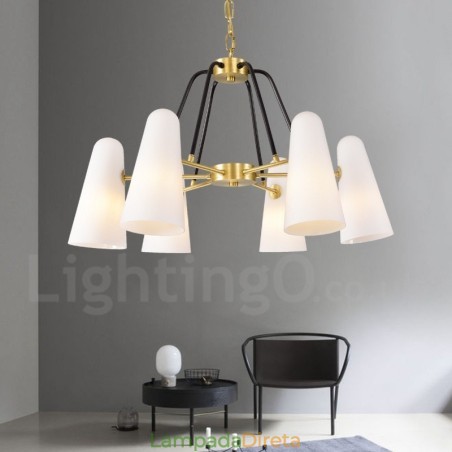 6 Luz Retro Rústico Luxo Latão Pendente Lâmpada Lustre com Sombra de Vidro 6 Luz Retro Rústico Luxo Latão Pendente Lâmpada Lustre com Sombra de Vidro