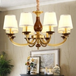 8 Luz Retro Rústico Luxo Latão Pendente Lâmpada Lustre com Sombra de Vidro